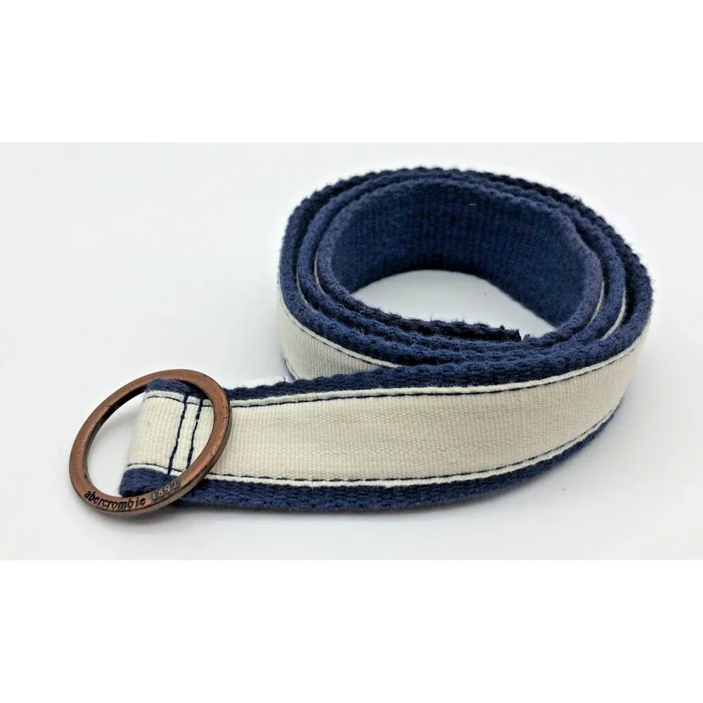 Abercrombie & Fitch Cloth Belt Youth Navy Blue White Moose Print Size 10 Preppy
